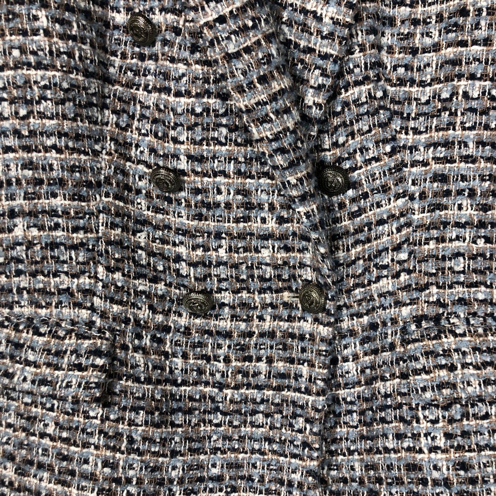 Zara Womens Textured Multicolor Tweed Double Breasted Blazer Size L Career - Picture 6 of 16